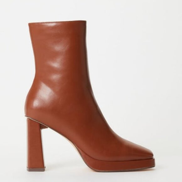 JUSTFAB BOOTIE FAUX LEATHER 3.5" BLOCK HEEL INNER ZIP 8.25"SHAFT TRUE TO SIZE - Picture 8 of 8